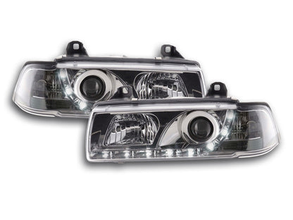 Scheinwerfer Set Daylight LED Tagfahrlicht BMW 3er E36 Coupe, Cabrio Bj. 92-99 chrom