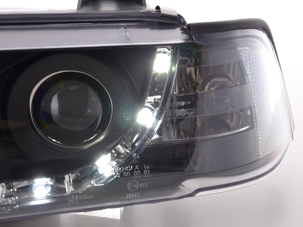 Scheinwerfer Set Daylight LED Tagfahrlicht BMW 3er E36 Coupe Bj. 92-99 schwarz