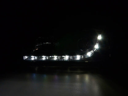 Scheinwerfer Set Daylight LED Tagfahrlicht BMW 3er E36 Limousine Bj. 92-98 schwarz