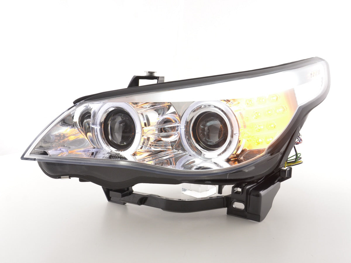 LED Angel Eyes Scheinwerfer für BMW 5er E60/E61 03-07 chrom mit