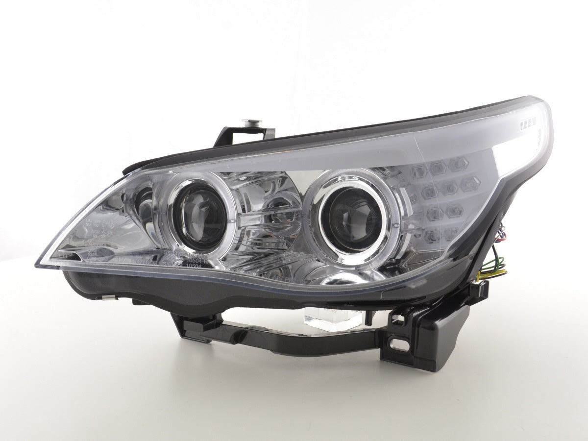 Scheinwerfer Set Xenon Angel Eyes LED BMW 5er E60/E61 Bj. 05-07 chrom –  Tuning King
