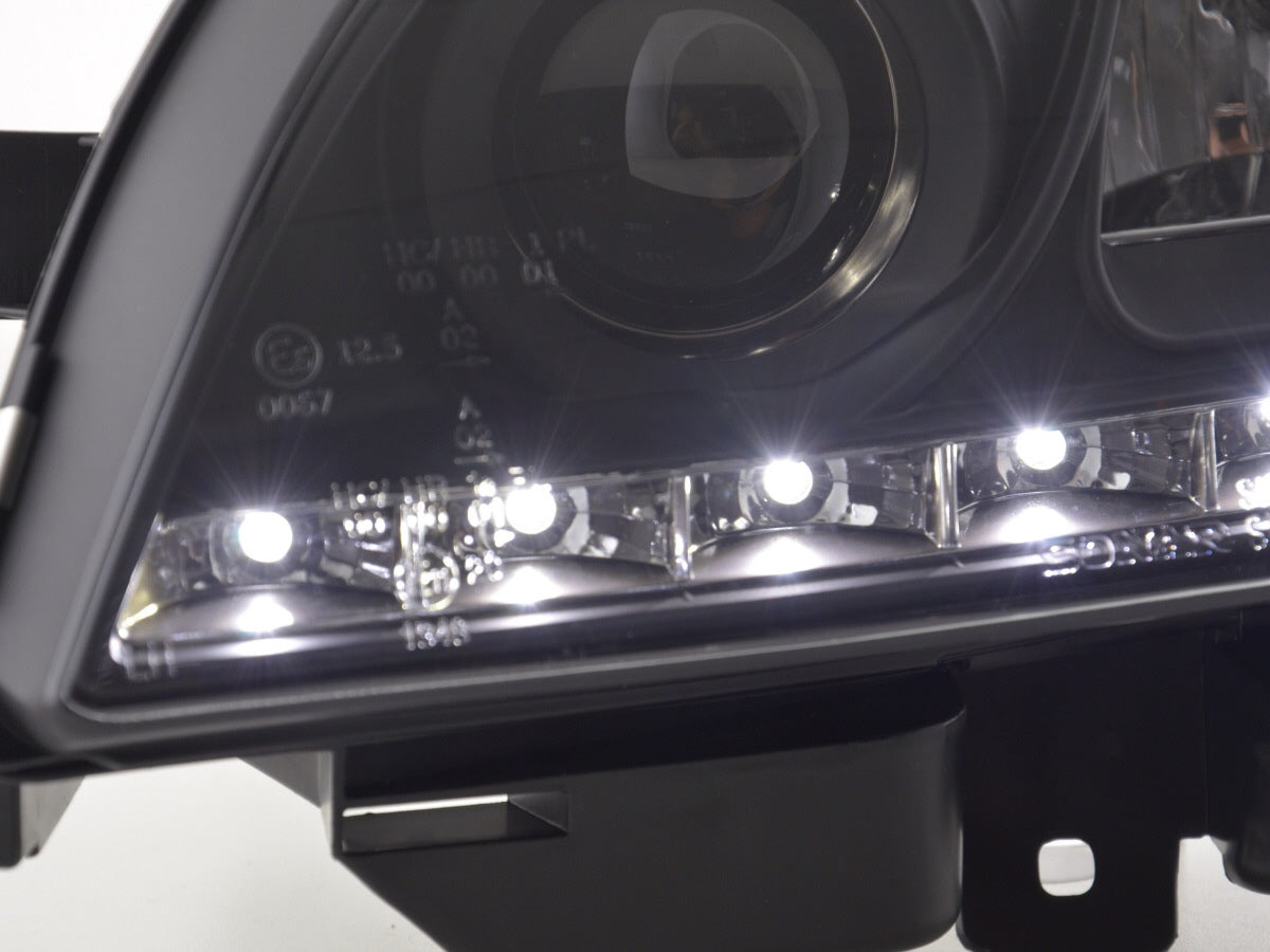 Scheinwerfer Set Daylight LED TFL-Optik Citroen Saxo Bj. 00-02 schwarz