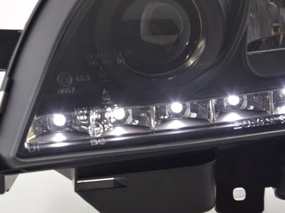 Scheinwerfer Set Daylight LED TFL-Optik Citroen Saxo Bj. 00-02 schwarz