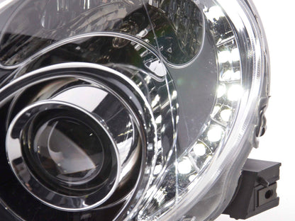 Scheinwerfer Set Daylight LED TFL-Optik Fiat 500 Bj. 07- chrom