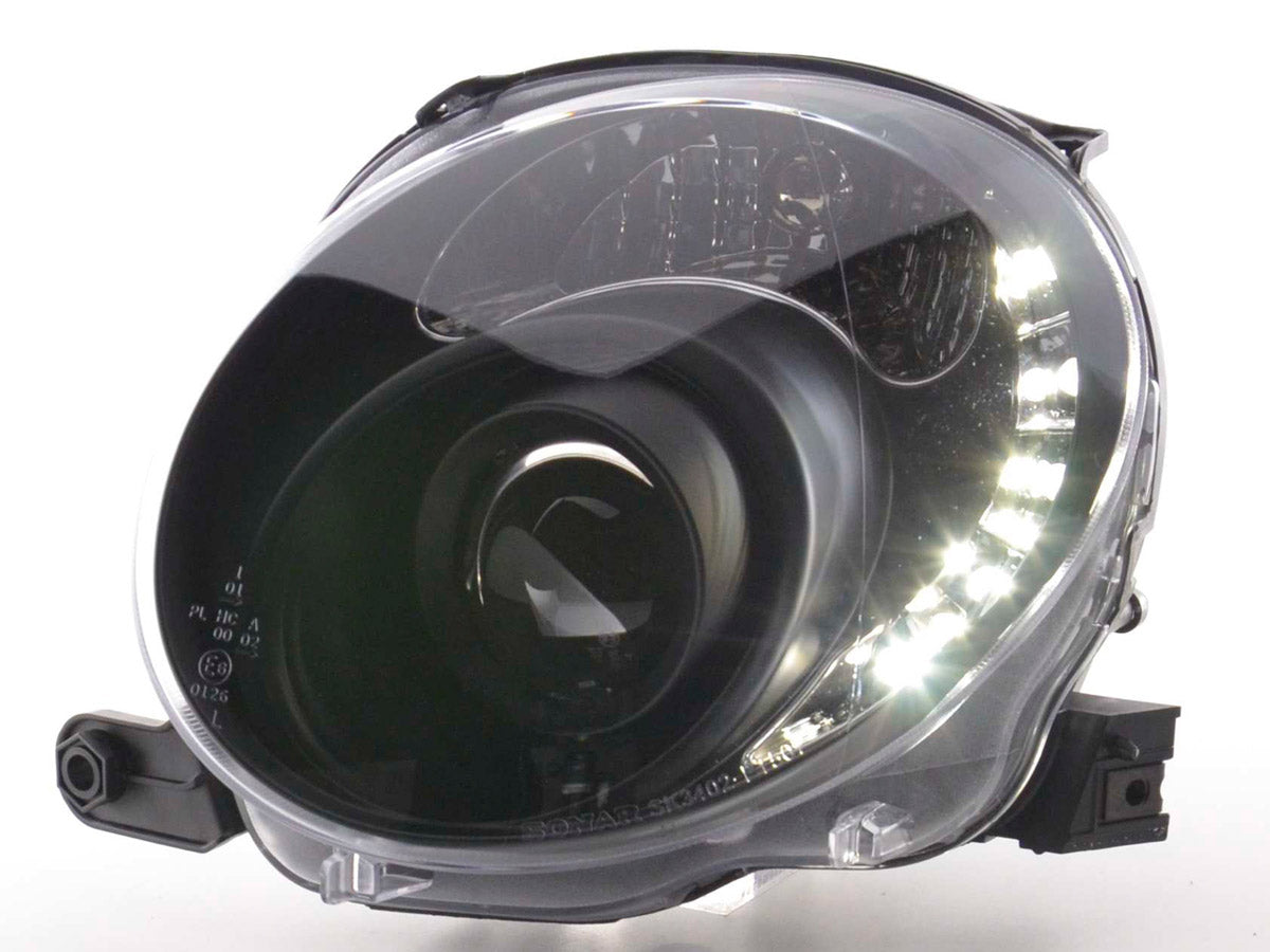 Scheinwerfer Set Daylight LED TFL-Optik Fiat 500 Bj. 07- schwarz