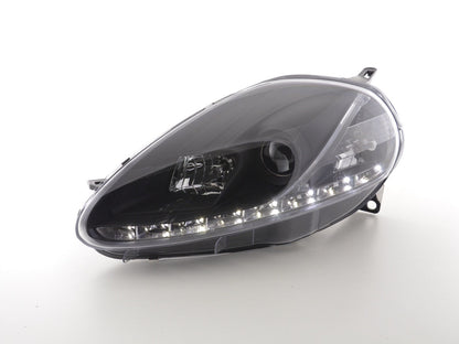 Scheinwerfer Set Daylight LED TFL-Optik Fiat Grande Punto Typ 199 Bj. 05-08 schwarz
