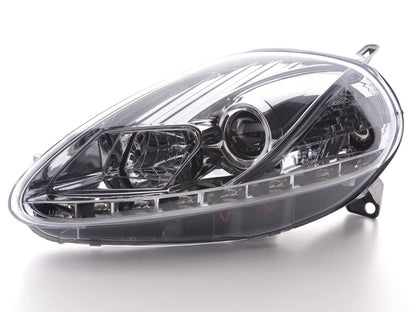 Scheinwerfer Set Daylight LED TFL-Optik Fiat Grande Punto Typ 199 Bj. 05-08 chrom