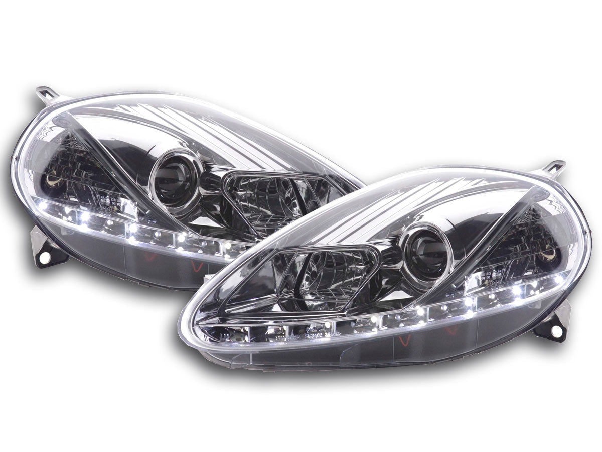 Scheinwerfer Set Daylight LED TFL-Optik Fiat Grande Punto Typ 199 Bj. 08- chrom
