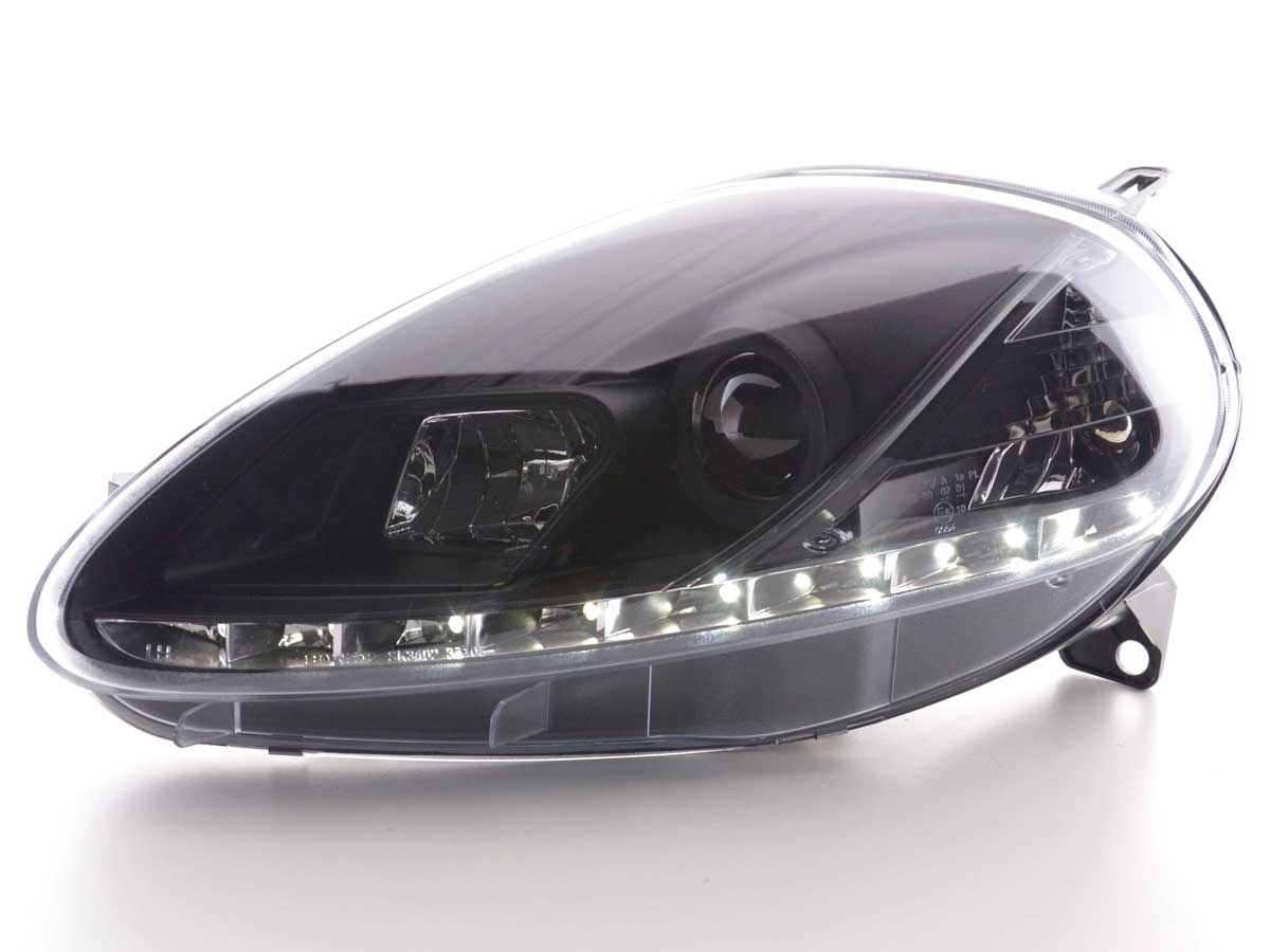 Scheinwerfer Set Daylight LED TFL-Optik Fiat Grande Punto Typ 199 Bj. 08- schwarz