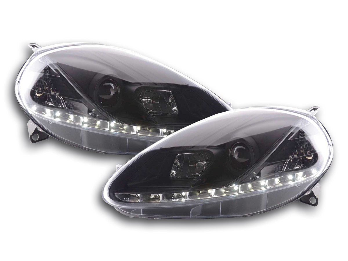 Scheinwerfer Set Daylight LED TFL-Optik Fiat Grande Punto Typ 199 Bj. 08- schwarz