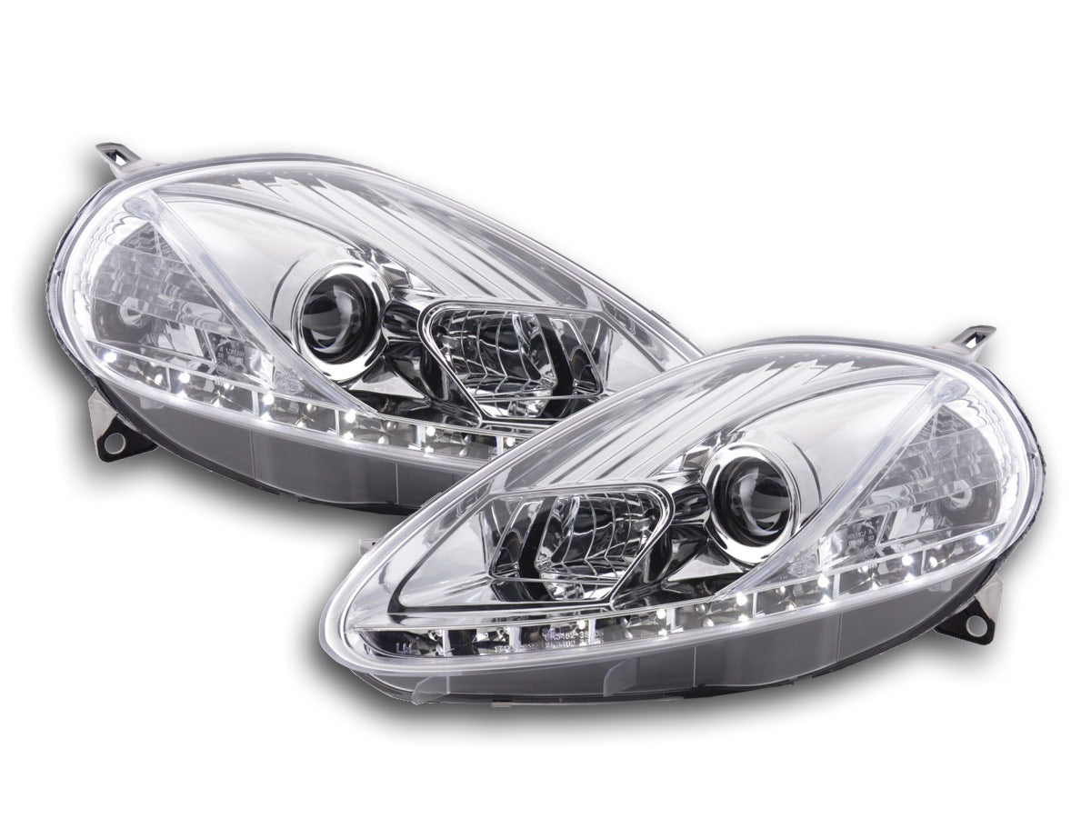 Scheinwerfer Set Daylight LED TFL-Optik Fiat Grande Punto Typ 199 Bj. 05-08 chrom