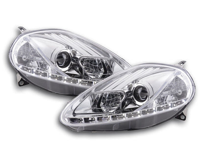 Scheinwerfer Set Daylight LED TFL-Optik Fiat Grande Punto Typ 199 Bj. 05-08 chrom