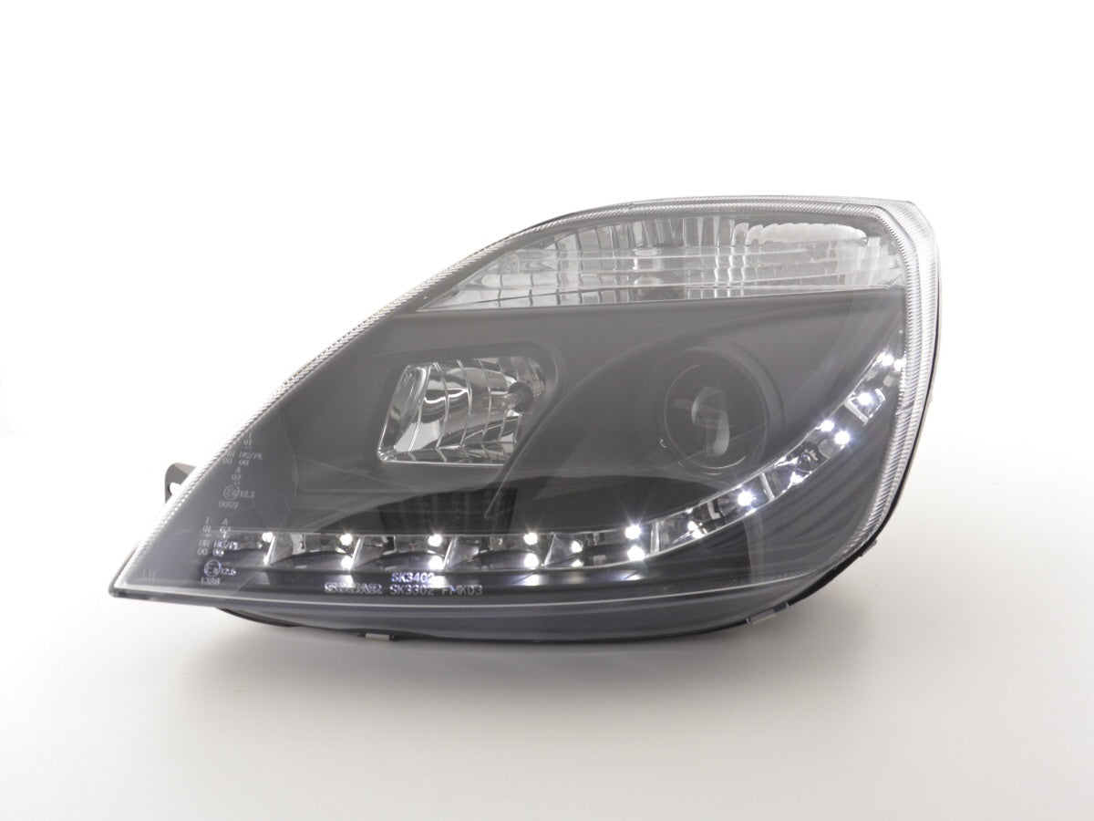 Scheinwerfer Set Daylight LED TFL-Optik Ford Fiesta Typ MK6 Bj. 03-07 schwarz