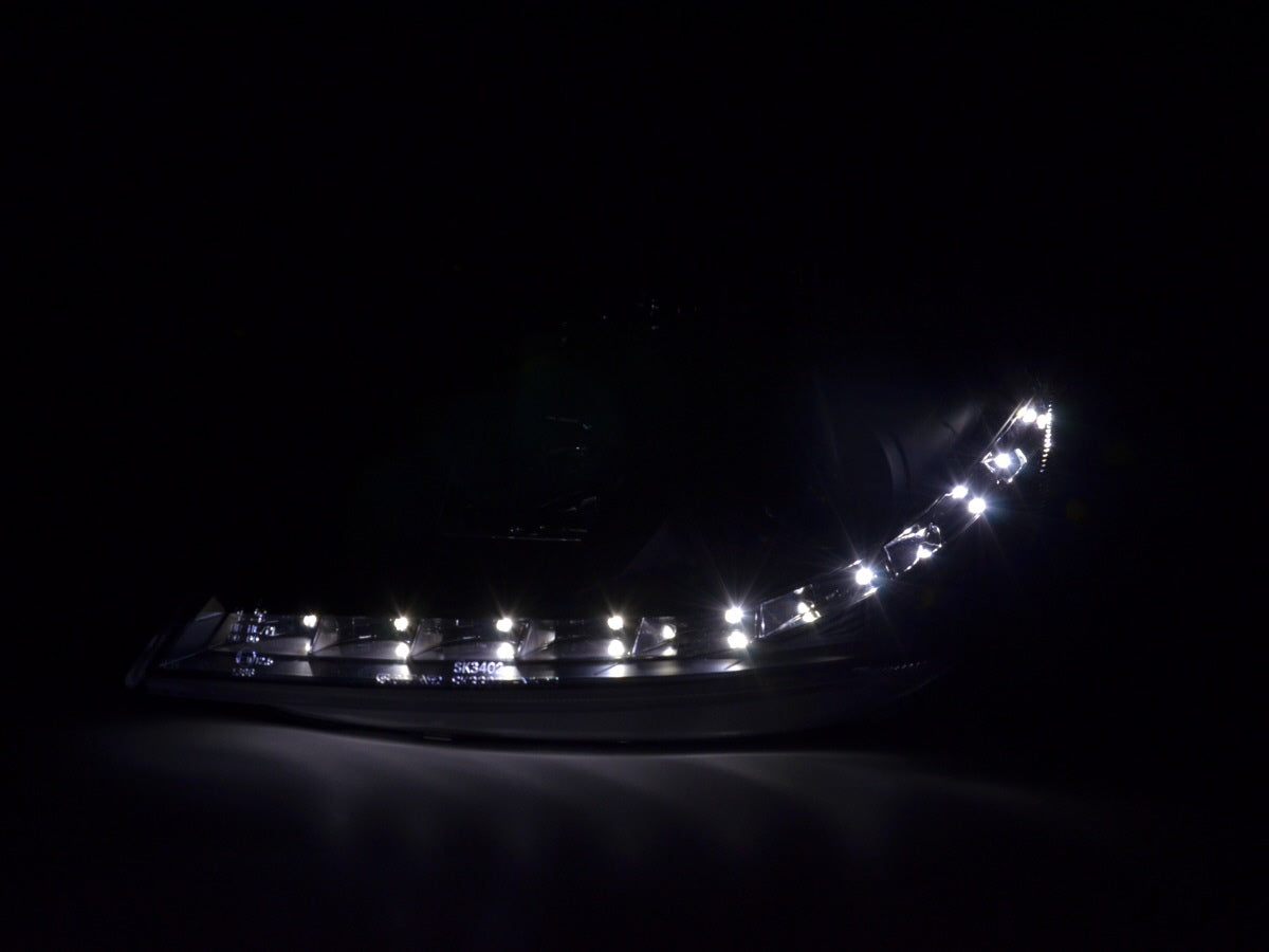 Scheinwerfer Set Daylight LED TFL-Optik Ford Fiesta Typ MK6 Bj. 03-07 schwarz
