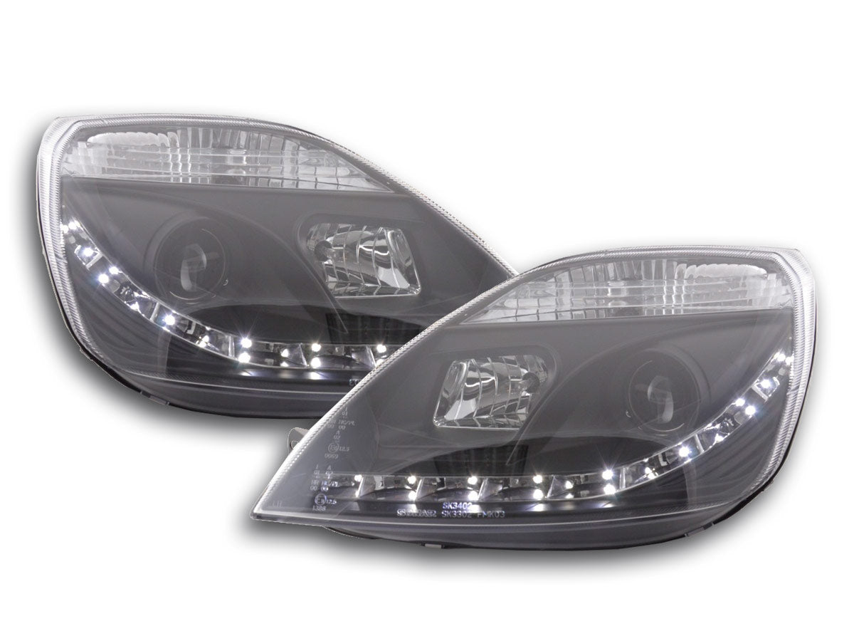 Scheinwerfer Set Daylight LED TFL-Optik Ford Fiesta Typ MK6 Bj. 03-07 schwarz
