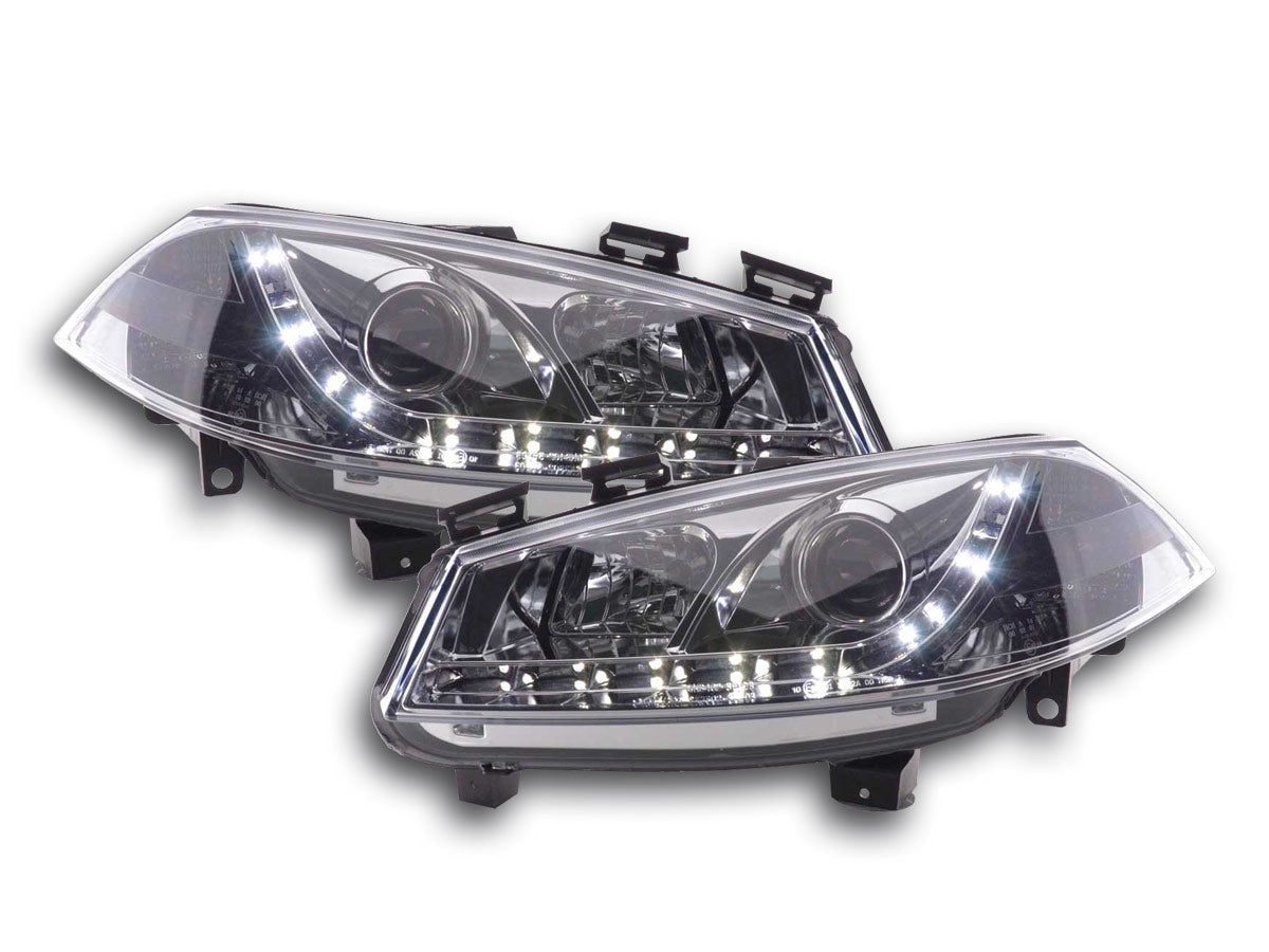 Scheinwerfer Set Daylight LED TFL-Optik Ford Fiesta Typ MK6 Bj. 03-07 chrom