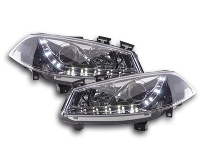 Scheinwerfer Set Daylight LED TFL-Optik Ford Fiesta Typ MK6 Bj. 03-07 chrom