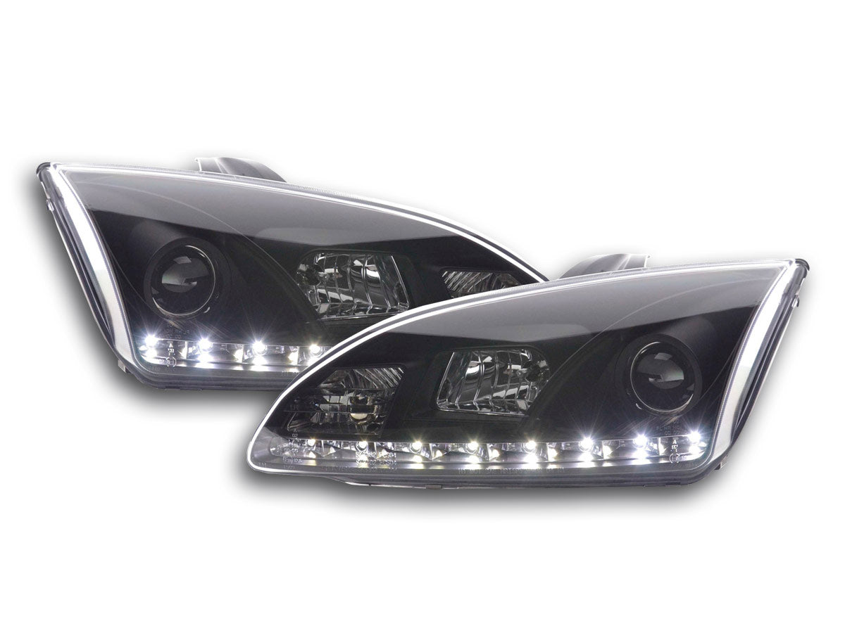 Scheinwerfer Set Daylight LED TFL-Optik Ford Focus 4/5-trg. Bj. 05-08 schwarz