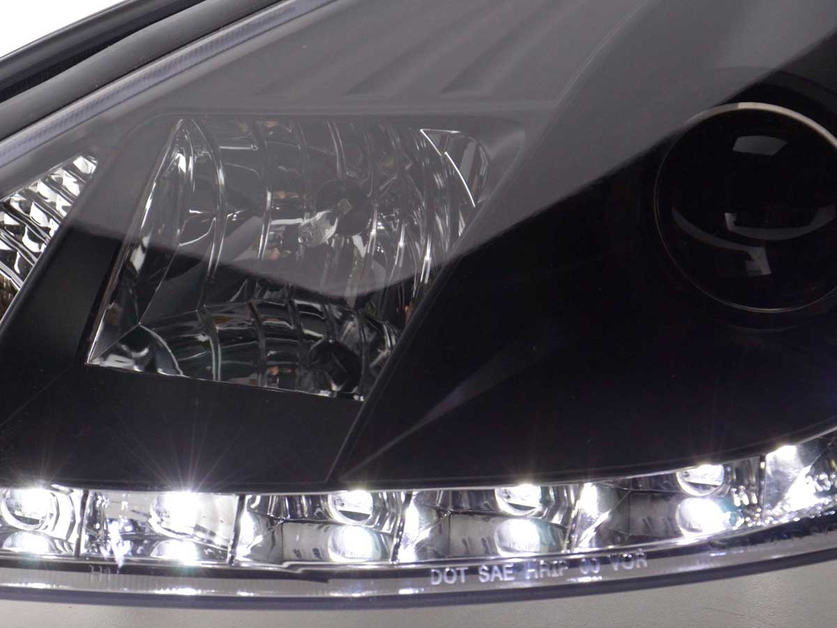 Scheinwerfer Set Daylight LED TFL-Optik Ford Focus 3/4/5-trg. Bj. 98-01 schwarz