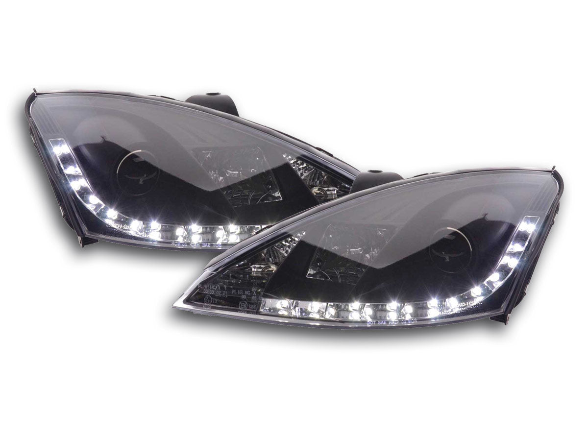 Scheinwerfer Set Daylight LED TFL-Optik Ford Focus 3/4/5-trg. Bj. 98-01 schwarz