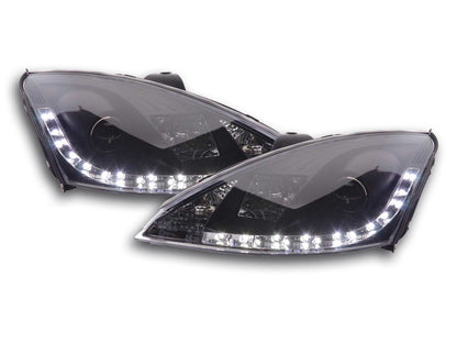 Scheinwerfer Set Daylight LED TFL-Optik Ford Focus 3/4/5-trg. Bj. 98-01 schwarz