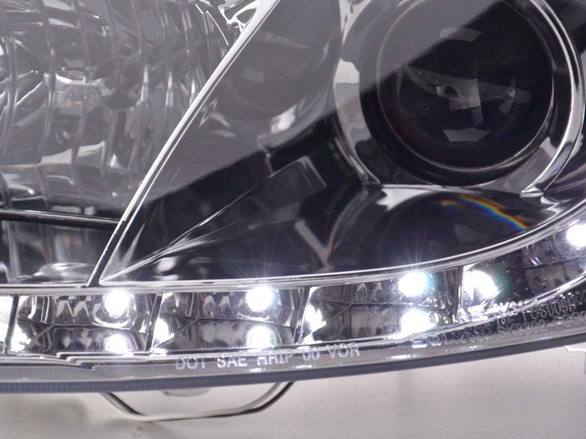 Scheinwerfer Set Daylight LED TFL-Optik Ford Focus 3/4/5-trg. Bj. 01-04 chrom