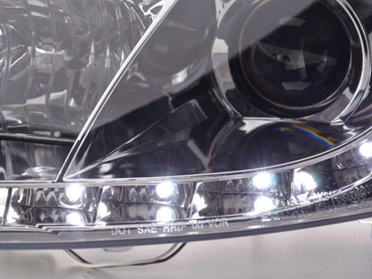 Scheinwerfer Set Daylight LED TFL-Optik Ford Focus 3/4/5-trg. Bj. 01-04 chrom