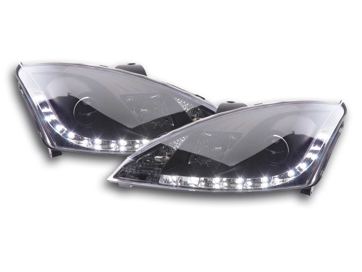 Scheinwerfer Set Daylight LED TFL-Optik Ford Focus 3/4/5-trg. Bj. 01-04 schwarz
