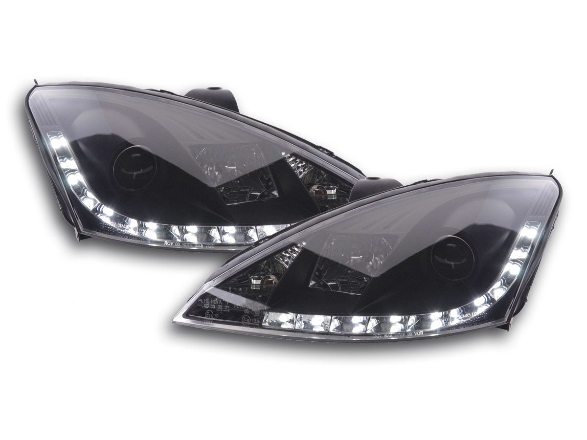 Scheinwerfer Set Daylight LED Tagfahrlicht Ford Focus 1 C170 schwarz