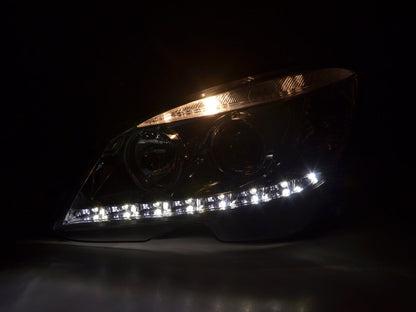 Scheinwerfer Set Daylight LED TFL-Optik Mercedes C-Klasse W204 Bj. 07-10 chrom