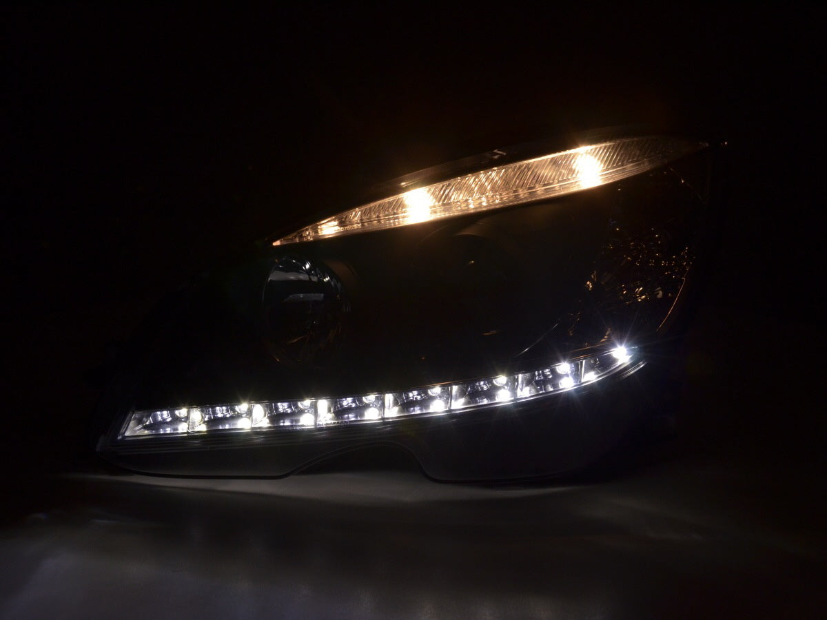 Scheinwerfer Set Daylight LED TFL-Optik Mercedes C-Klasse W204  07-10 schwarz