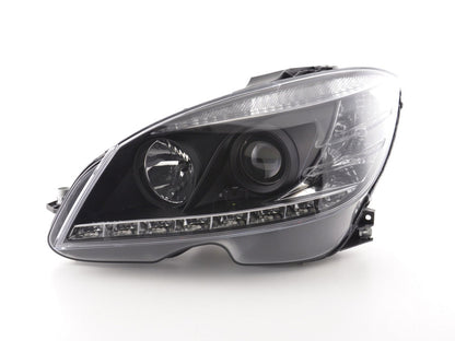 Scheinwerfer Set Daylight LED TFL-Optik Mercedes C-Klasse W204  07-10 schwarz