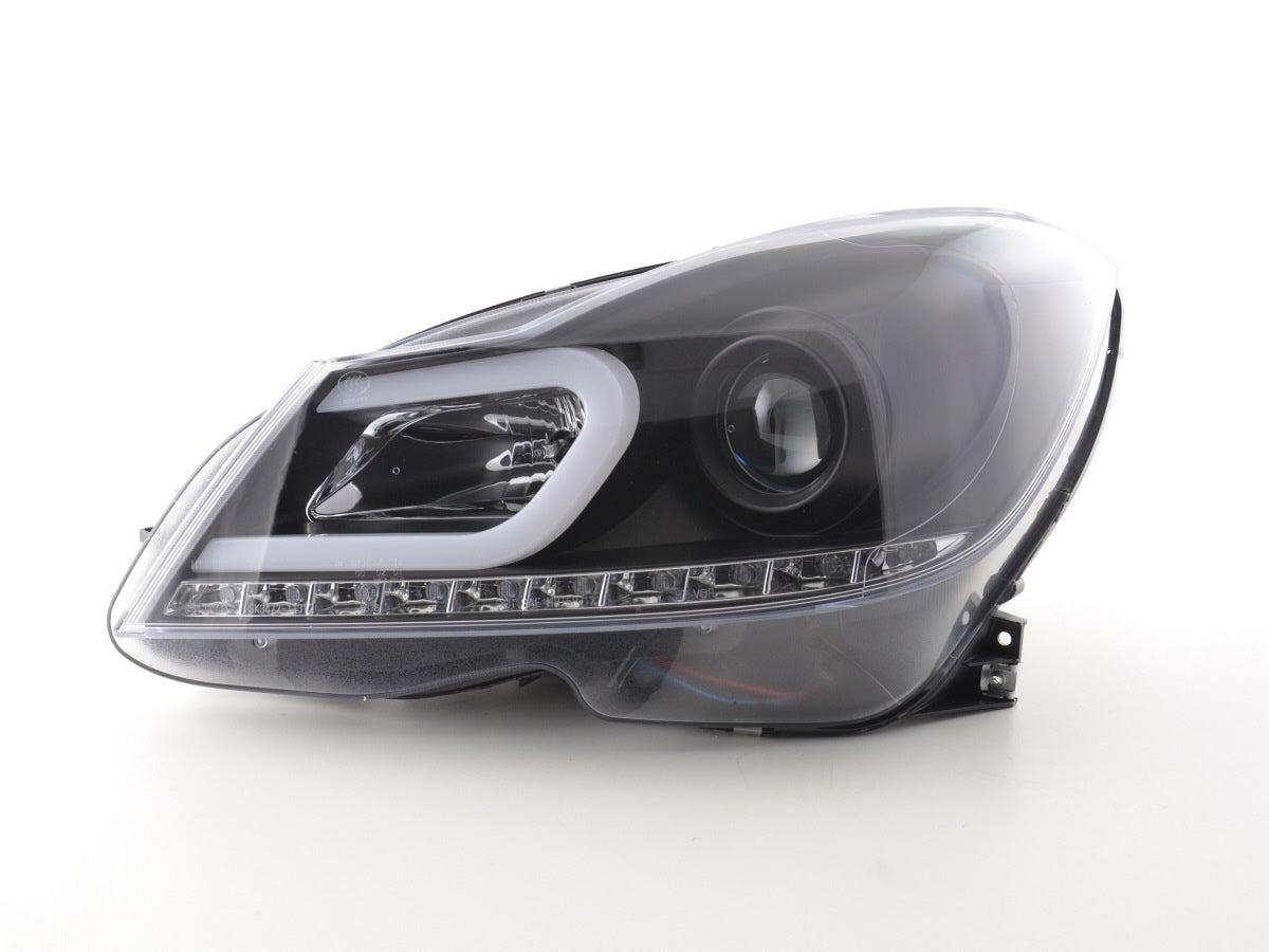 Scheinwerfer Set Daylight LED TFL-Optik Mercedes C-Klasse W204 Bj. 11-14 schwarz