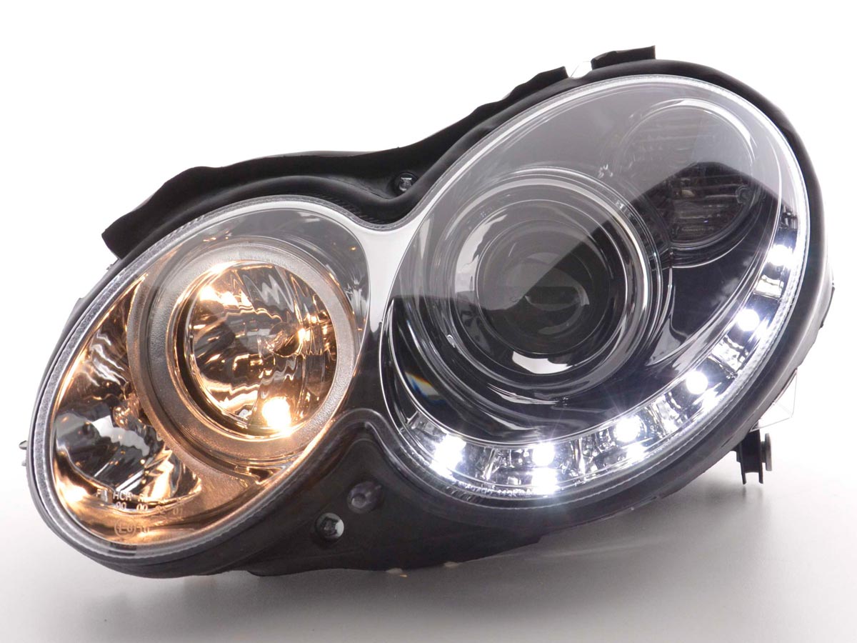Scheinwerfer Set Daylight LED TFL-Optik Mercedes CLK Typ W209  04-09 chrom