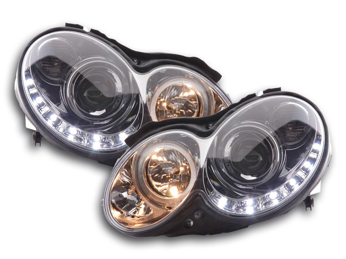 Scheinwerfer Set Daylight LED TFL-Optik Mercedes CLK Typ W209  04-09 chrom