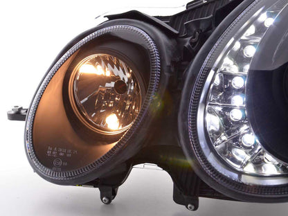 Scheinwerfer Set Daylight LED TFL-Optik Mercedes E-Klasse 211 Bj. 06-09 schwarz