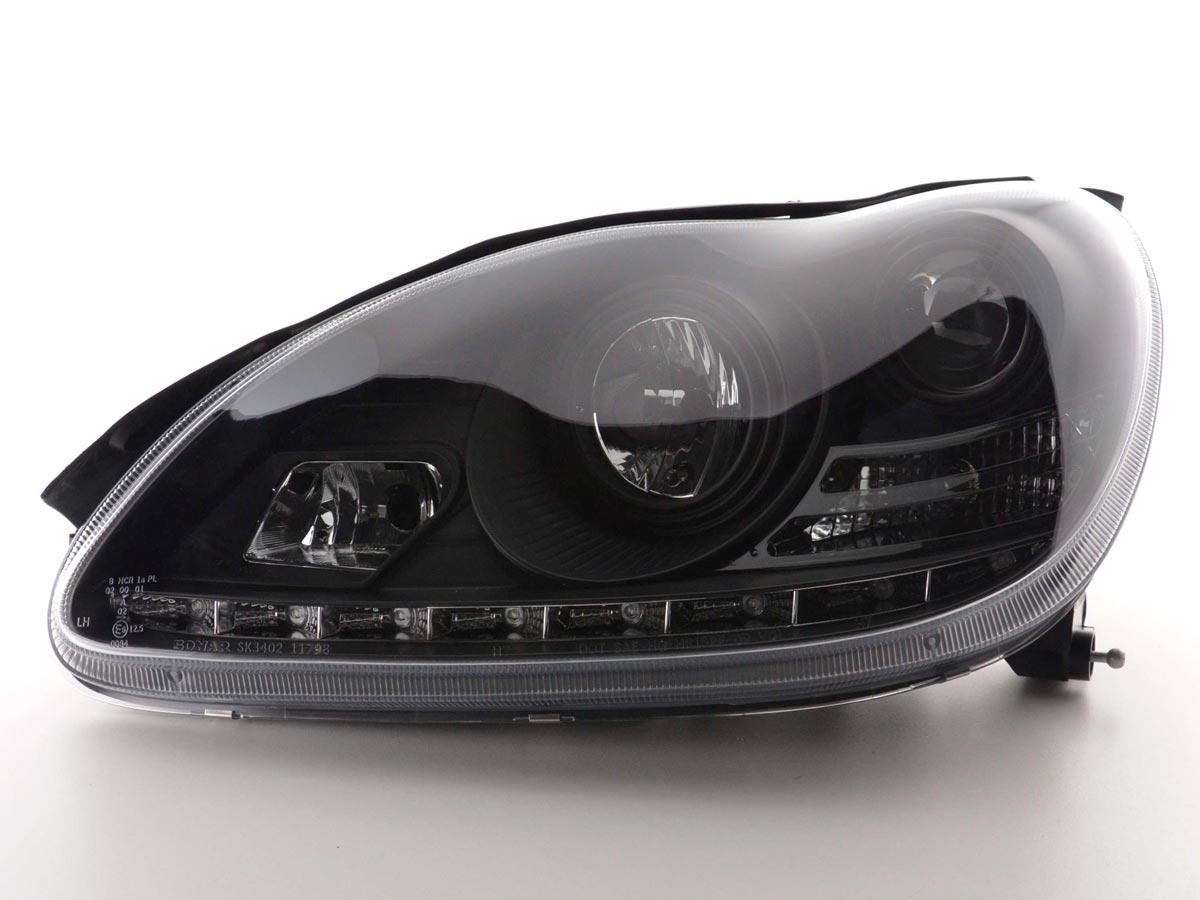 Scheinwerfer Set Daylight LED TFL-Optik Mercedes S-Klasse W220 Bj. 02-05 schwarz