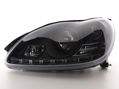 Scheinwerfer Set Daylight LED TFL-Optik Mercedes S-Klasse W220 Bj. 02-05 schwarz