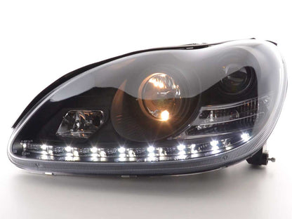 Scheinwerfer Set Daylight LED TFL-Optik Mercedes S-Klasse Typ W220 Bj. 98-05 schwarz
