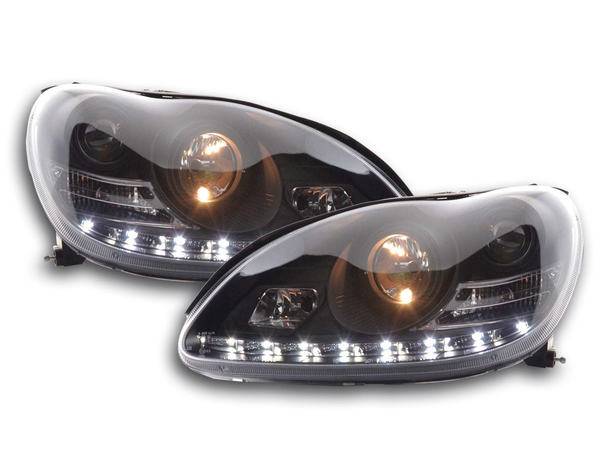 Scheinwerfer Set Daylight LED TFL-Optik Mercedes S-Klasse Typ W220 Bj. 98-05 schwarz