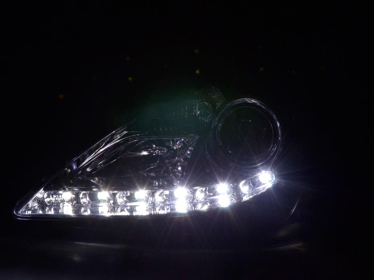 Scheinwerfer Set Daylight LED TFL-Optik Mercedes SLK R171 Bj. 04-11 chrom