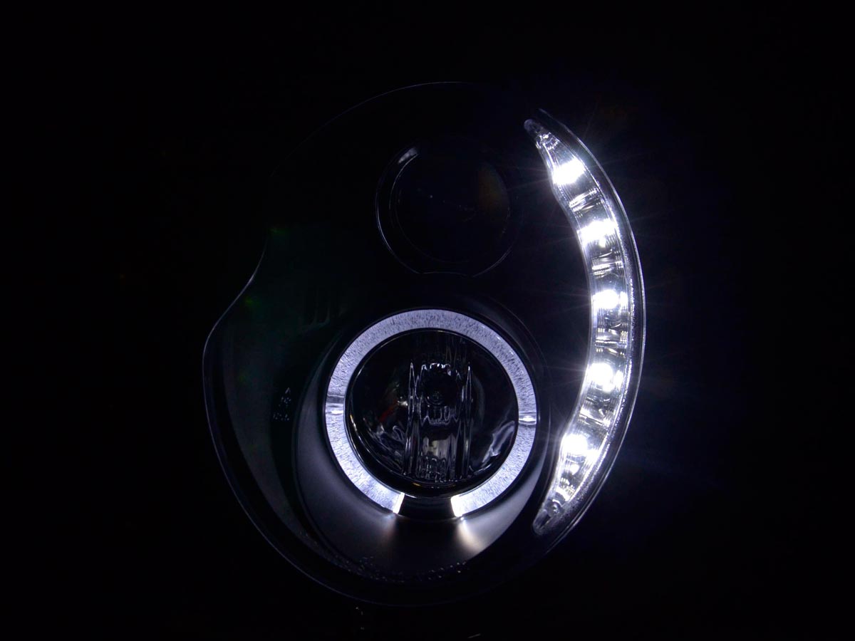 Scheinwerfer Set Daylight LED TFL-Optik Mini Cooper Typ R50  01-06 schwarz