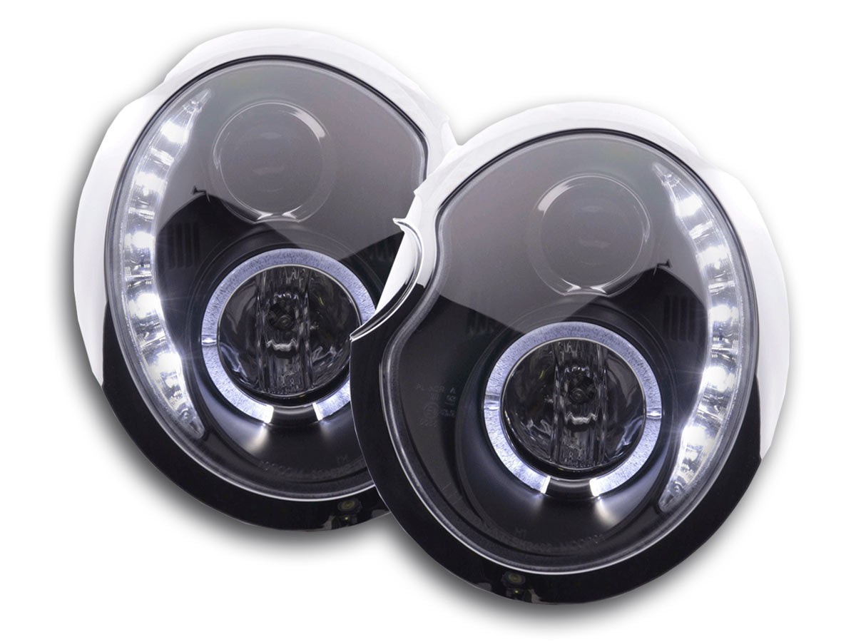 Scheinwerfer Set Daylight LED TFL-Optik Mini Cooper Typ R50  01-06 schwarz