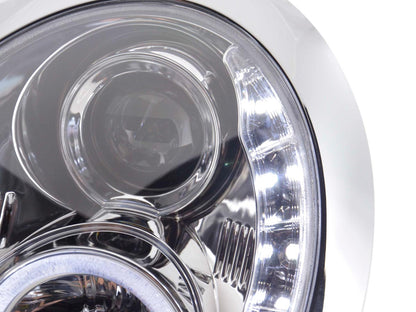Scheinwerfer Set Daylight LED TFL-Optik Mini Cooper Typ R50 Bj. 01-06 chrom