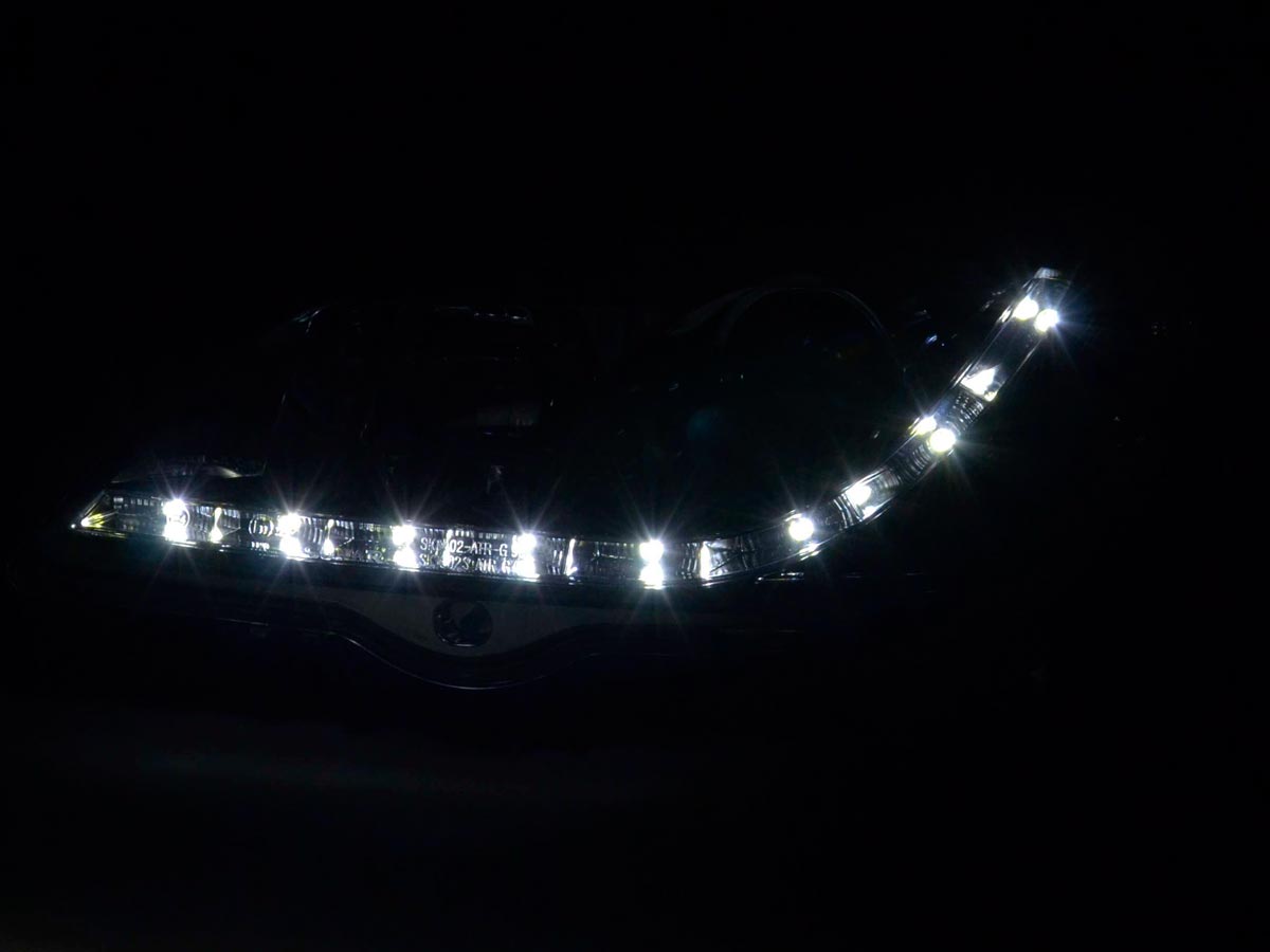 Scheinwerfer Set Daylight LED TFL-Optik Opel Astra G Bj. 98-03 chrom