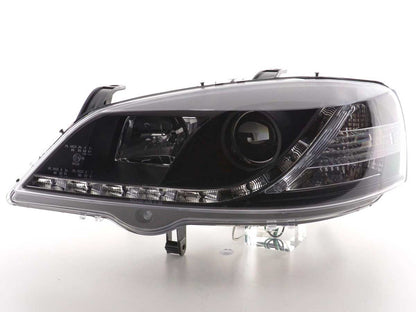 Scheinwerfer Set Daylight LED TFL-Optik Opel Astra G  98-03 schwarz