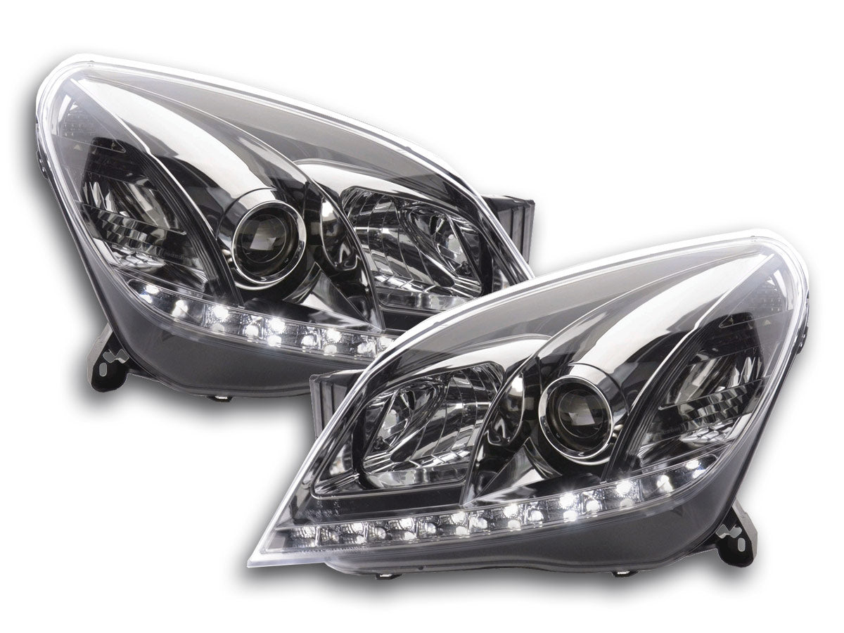 Scheinwerfer Set Daylight LED TFL-Optik Opel Astra H chrom