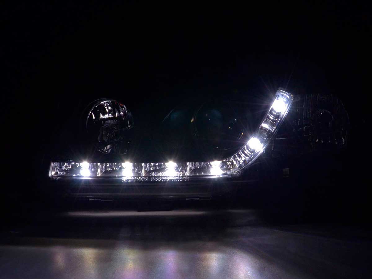 Scheinwerfer Set Daylight LED TFL-Optik Opel Astra F  95-97 schwarz