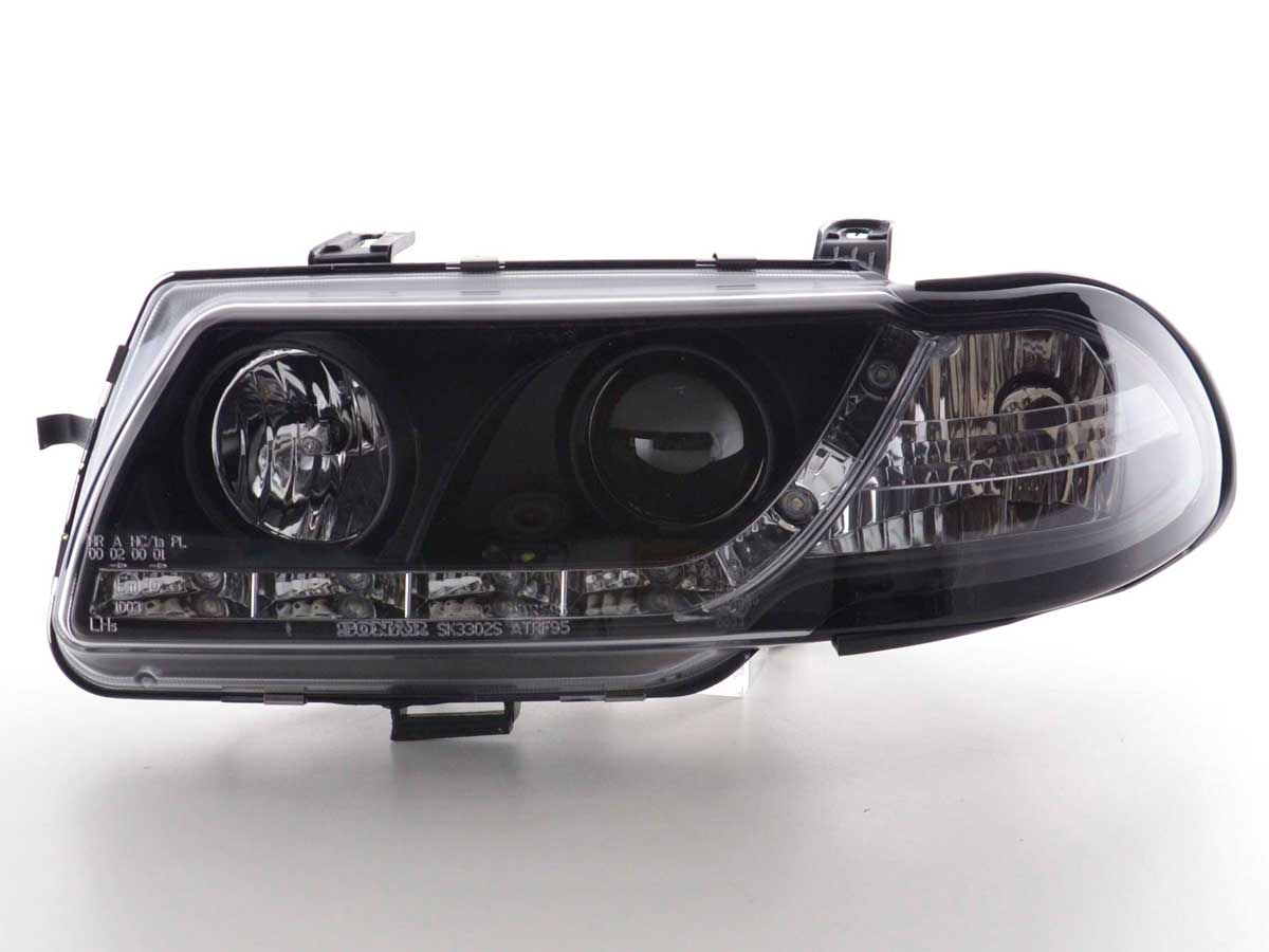 Scheinwerfer Set Daylight LED TFL-Optik Opel Astra F  95-97 schwarz