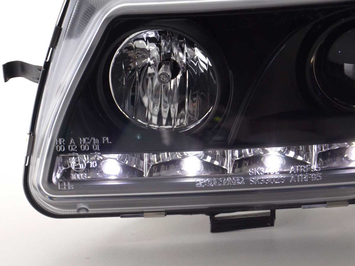 Scheinwerfer Set Daylight LED TFL-Optik Opel Astra F  95-97 schwarz